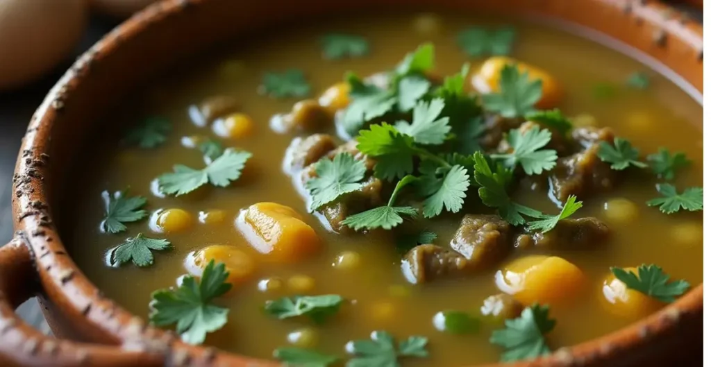 SWAMP SOUP RECIPE with fresh vegetables like spinach, kale, and okra served in a bowl.