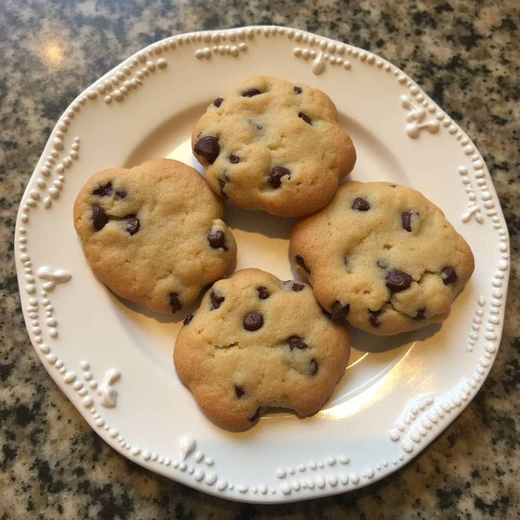 Freshly baked Disney chocolate chip cookies on a cooling rack with precise metric measurements for ingredients.