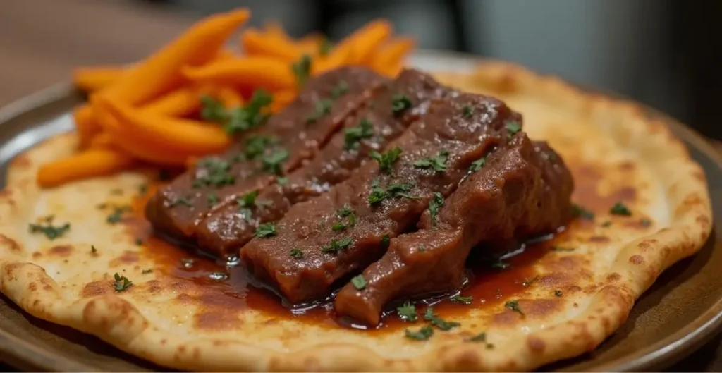 Beef kidney recipe French rognon served with creamy mashed potatoes and garnished with fresh parsley