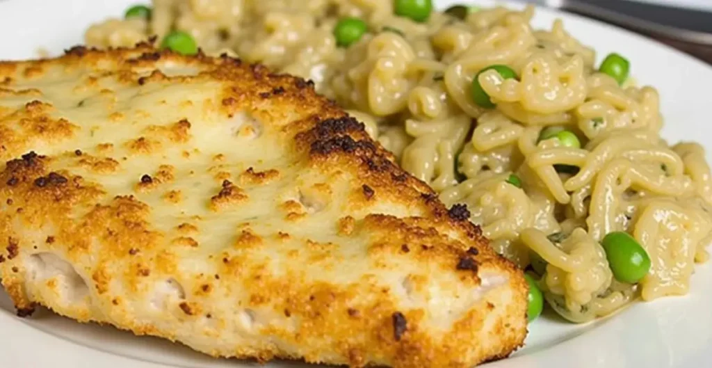 Longhorn Parmesan Crusted Chicken Recipe - A golden, crispy chicken breast topped with melted Parmesan cheese and served with fresh herbs.