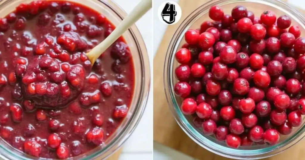 Recipe canned cherries canned cranberries in a vibrant dessert served with fruit topping and festive decorations.